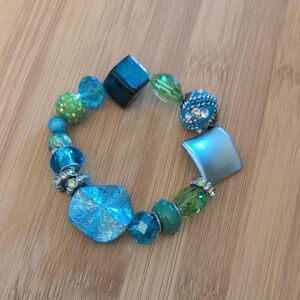 Blue and Green Beaded Bracelet